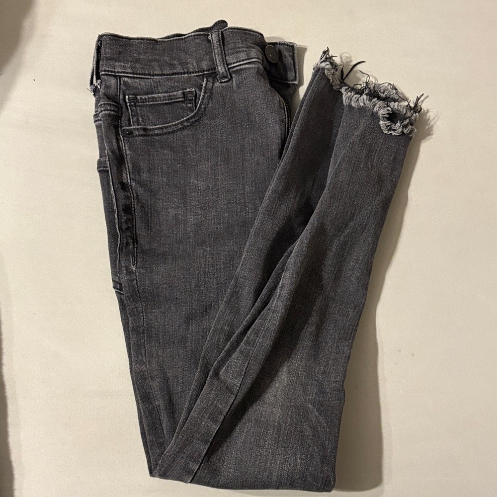 Express Charcoal Distressed Ankle Jeans